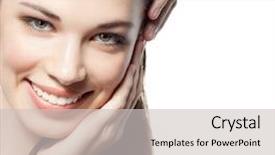  Presentation with tv show studio camera - Amazing theme having portrait of attractive caucasian smiling backdrop and a light gray colored foreground