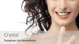  Presentation with perfume - Cool new slides with portrait of attractive caucasian smiling woman isolated on white studio shot applying perfume backdrop and a lemonade colored foreground