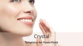  Presentation with tv show studio camera - PPT layouts consisting of portrait of attractive caucasian smiling background and a  colored foreground