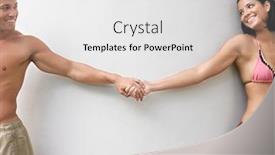  Presentation with holding hands - Cool new theme with portrait-of-attractive-couple-holding backdrop and a white colored foreground