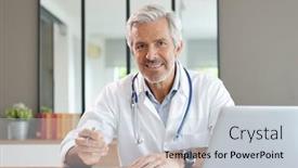  Presentation with doctor office - Beautiful slide set featuring portrait-of-attractive-mature-doctor backdrop and a lemonade colored foreground