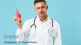  Presentation with medical - Theme having portrait-of-attractive-medical-specialist background and a sky blue colored foreground