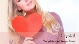  Presentation with postcard - Slides enhanced with women s health card - portrait of attractive satisfied woman background and a coral colored foreground