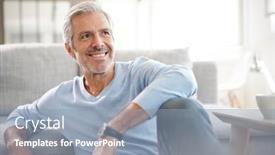 Presentation with at home senior care - PPT theme with portrait-of-attractive-senior-man background and a light blue colored foreground