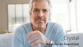  Presentation with blue - PPT theme having portrait-of-attractive-senior-man background and a light blue colored foreground