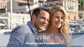  Presentation with seaport - Cool new slide deck with portrait-of-attractive-smiling-couple backdrop and a  colored foreground