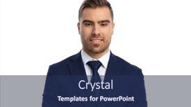  Presentation with navy blue - PPT theme having portrait-of-attractive-unshaved-businessman background and a navy blue colored foreground