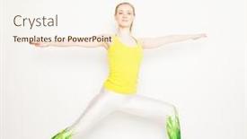  Presentation with pilates - Beautiful slide deck featuring portrait of attractive woman doing yoga pilates healthy lifestyle and sports concept series of exercise poses on white background backdrop and a cream colored foreground