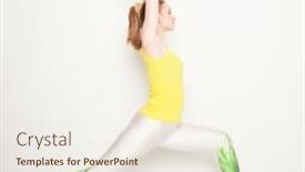  Presentation with pilates - Slide set with portrait of attractive woman doing yoga pilates healthy lifestyle and sports concept background and a cream colored foreground