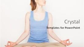  Presentation with pilates - PPT layouts with portrait of attractive woman doing yoga pilates healthy lifestyle and sports concept series of exercise poses on white background background and a sky blue colored foreground