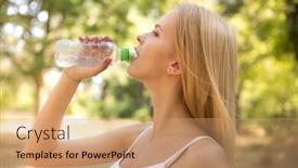  Presentation with drinking water - PPT layouts with portrait-of-attractive-woman-drinking background and a coral colored foreground