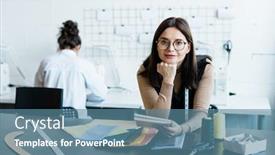  Presentation with patterns - Amazing theme having portrait-of-attractive-woman-leaning backdrop and a teal colored foreground