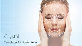  Presentation with face recognition security - Presentation design consisting of portrait-of-attractive-woman background and a sky blue colored foreground