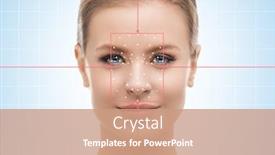  Presentation with face recognition security - Beautiful PPT theme featuring portrait-of-attractive-woman backdrop and a coral colored foreground