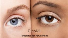  Presentation with blue eyes - Slide deck consisting of portrait-of-attractive-women background and a coral colored foreground