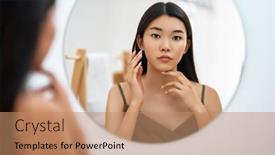  Presentation with self reflection - PPT layouts enhanced with portrait-of-attractive-young-woman background and a coral colored foreground