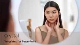  Presentation with self reflection - PPT layouts featuring portrait-of-attractive-young-woman background and a coral colored foreground