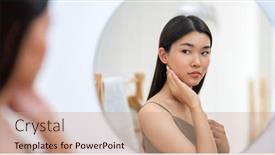  Presentation with self reflection - PPT layouts having portrait-of-attractive-young-woman background and a coral colored foreground