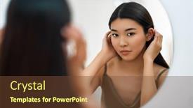  Presentation with self reflection - Presentation theme enhanced with portrait-of-attractive-young-woman background and a tawny brown colored foreground