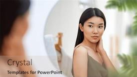  Presentation with self reflection - Presentation design enhanced with portrait-of-attractive-young-woman background and a coral colored foreground