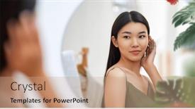  Presentation with self reflection - PPT layouts consisting of portrait-of-attractive-young-woman background and a coral colored foreground