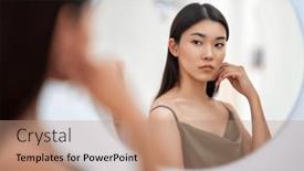  Presentation with self reflection - Theme having portrait-of-attractive-young-woman background and a coral colored foreground