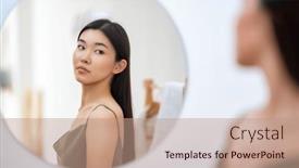  Presentation with self reflection - Presentation enhanced with portrait-of-attractive-young-woman background and a coral colored foreground