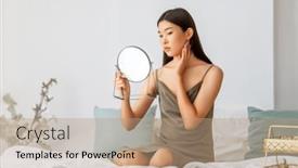  Presentation with self reflection - Slide deck consisting of portrait-of-attractive-young-woman background and a coral colored foreground