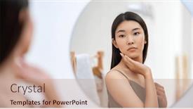  Presentation with self reflection - Slide set featuring portrait-of-attractive-young-woman background and a coral colored foreground