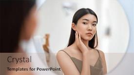  Presentation with self reflection - Presentation with portrait-of-attractive-young-woman background and a coral colored foreground