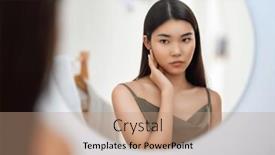  Presentation with self reflection - Presentation design featuring portrait-of-attractive-young-woman background and a coral colored foreground