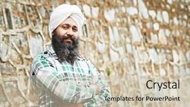  Presentation with indian - Cool new PPT theme with portrait of authentic indian sikh backdrop and a soft green colored foreground
