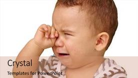  Presentation with baby crying - PPT theme consisting of portrait of baby boy crying background and a coral colored foreground
