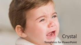  Presentation with crying baby - PPT layouts with portrait of baby boy crying background and a coral colored foreground