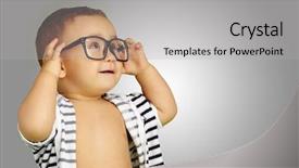  Presentation with eyeglasses - Audience pleasing theme consisting of portrait of baby boy wearing backdrop and a light gray colored foreground