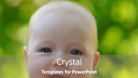  Presentation with baby - PPT theme with portrait of baby boy on green bokeh background background and a coral colored foreground