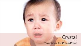  Presentation with crying baby - Audience pleasing PPT theme consisting of portrait of baby crying isolated backdrop and a coral colored foreground