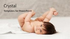  Presentation with baby girl welcome - Colorful presentation theme enhanced with portrait of baby girl lying backdrop and a soft green colored foreground