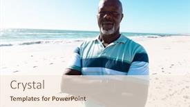  Presentation with retirement - Slide deck enhanced with portrait-of-bald-african-american background and a cream colored foreground