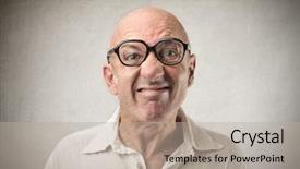  Presentation with bald - Presentation design enhanced with face funny - portrait of bald man making background and a mint green colored foreground