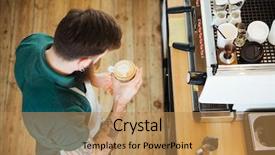  Presentation with water top view of amazon - Amazing slide set having portrait of barista preparing cappucino backdrop and a coral colored foreground