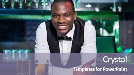  Presentation with bartender - Audience pleasing slide set consisting of portrait of bartender leaning backdrop and a coral colored foreground