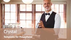  Presentation with cocktail bar - Beautiful theme featuring portrait of bartender mixing backdrop and a coral colored foreground