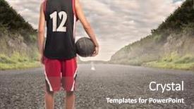  Presentation with basketball - Presentation theme enhanced with portrait of basketball player standing background and a  colored foreground