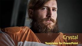  Presentation with dedication - PPT theme having portrait-of-bearded-american-football background and a tawny brown colored foreground