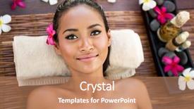  Presentation with medical spa massage outdoor balinese - Beautiful presentation design featuring portrait of beautiful balinese woman backdrop and a coral colored foreground