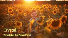  Presentation with summer school - Presentation design consisting of portrait-of-beautiful-blond-kid background and a tawny brown colored foreground