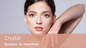  Presentation with skin health - Colorful slide deck enhanced with portrait-of-beautiful-brunette-girl backdrop and a coral colored foreground