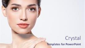  Presentation with beauty makeup - Theme featuring portrait-of-beautiful-brunette-woman background and a sky blue colored foreground