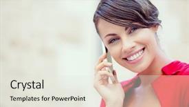  Presentation with red white blue business - PPT theme enhanced with portrait of beautiful business woman background and a sky blue colored foreground